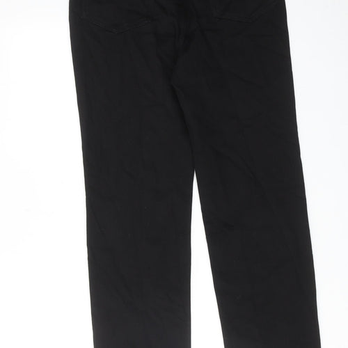 Marks and Spencer Womens Black Cotton Straight Jeans Size 12 Regular Zip