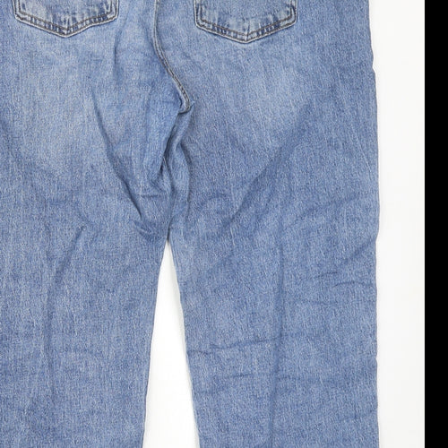 Marks and Spencer Womens Blue Cotton Boyfriend Jeans Size 18 Regular Zip