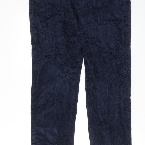 Marks and Spencer Mens Blue Cotton Trousers Size 34 in L31 in Regular Zip