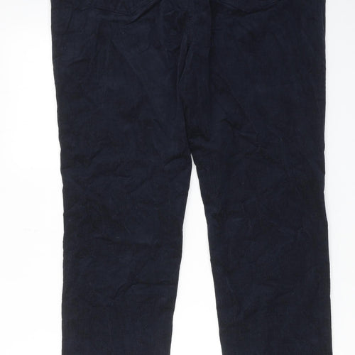 Marks and Spencer Womens Blue Cotton Trousers Size 18 L30 in Regular Zip