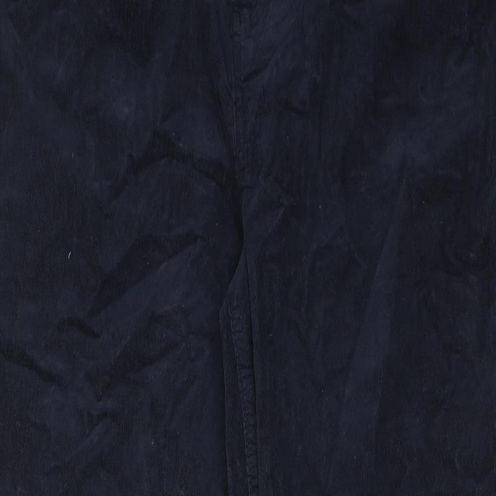 Marks and Spencer Womens Blue Cotton Trousers Size 18 L30 in Regular Zip