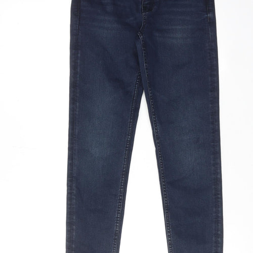 Marks and Spencer Womens Blue Cotton Skinny Jeans Size 6 Regular Zip