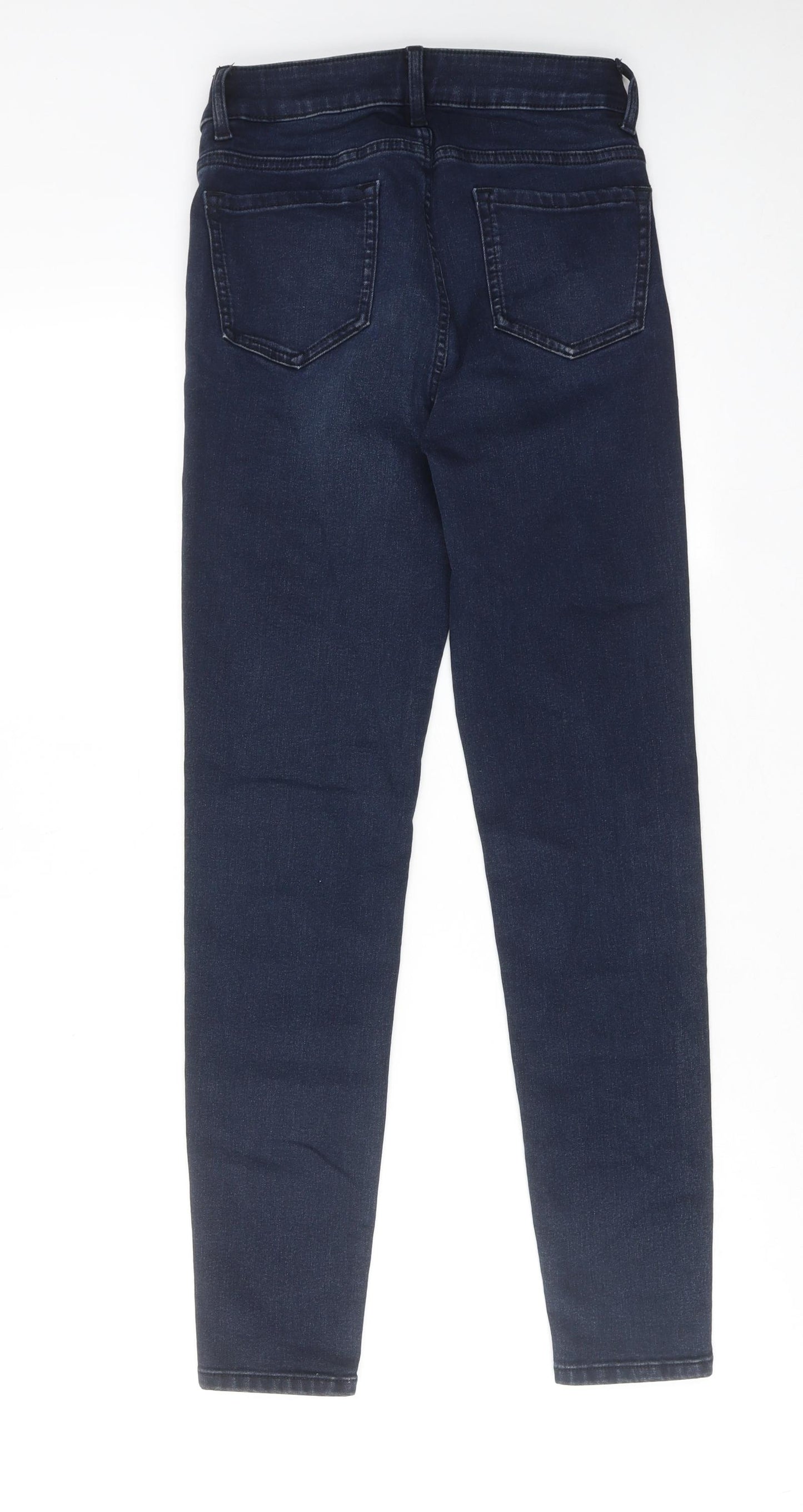 Marks and Spencer Womens Blue Cotton Skinny Jeans Size 6 Regular Zip