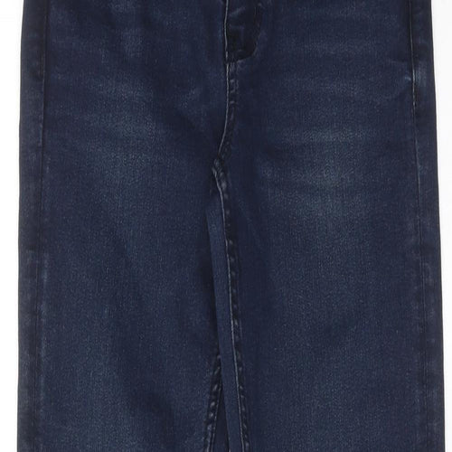 Marks and Spencer Womens Blue Cotton Skinny Jeans Size 6 Regular Zip