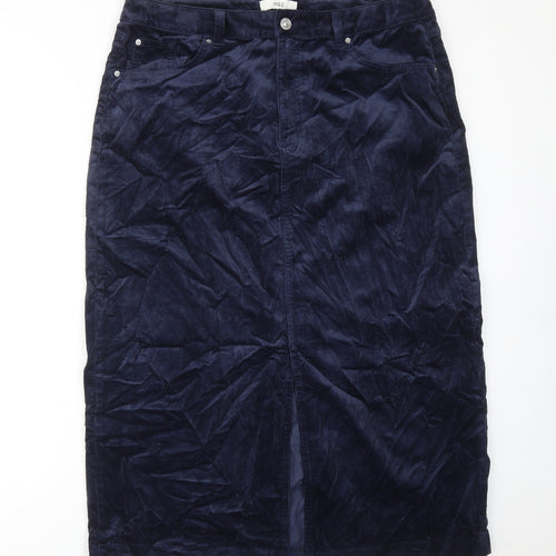 Marks and Spencer Womens Blue Cotton A-Line Skirt Size 16 Zip