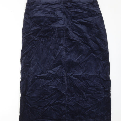 Marks and Spencer Womens Blue Cotton A-Line Skirt Size 16 Zip
