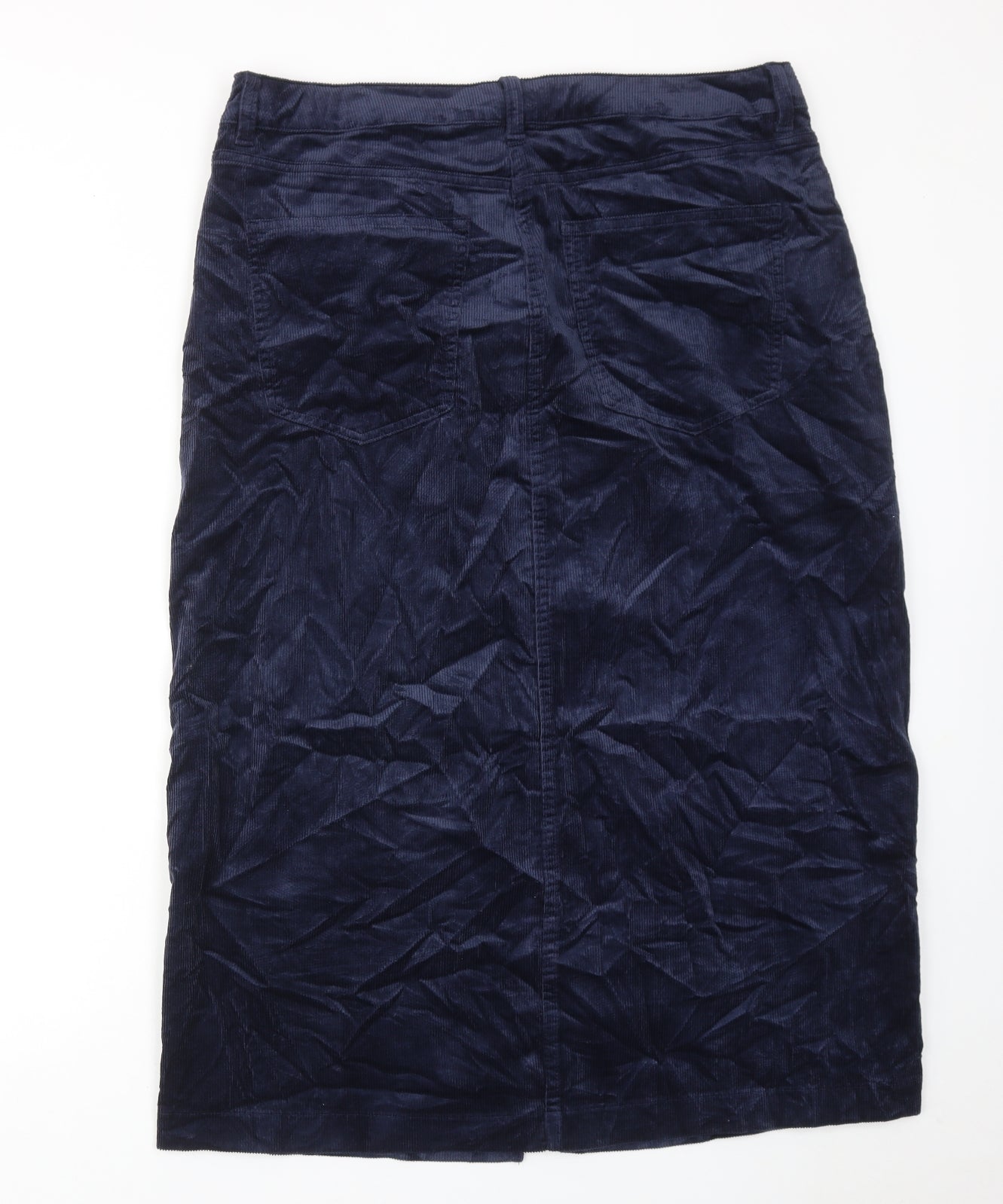 Marks and Spencer Womens Blue Cotton A-Line Skirt Size 16 Zip