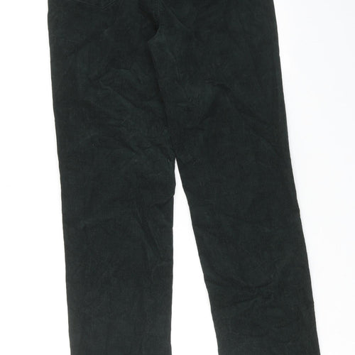 Marks and Spencer Womens Green Cotton Trousers Size 6 L31 in Regular Zip