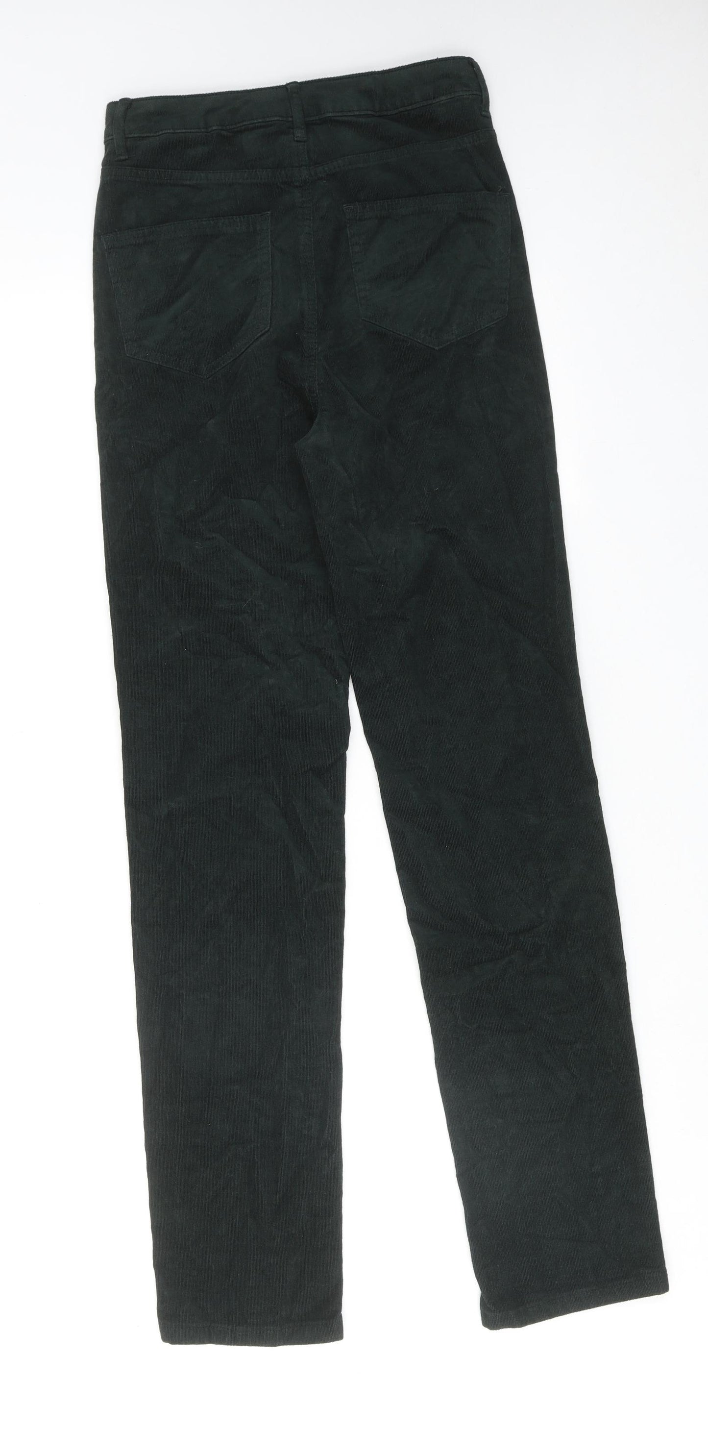 Marks and Spencer Womens Green Cotton Trousers Size 6 L31 in Regular Zip