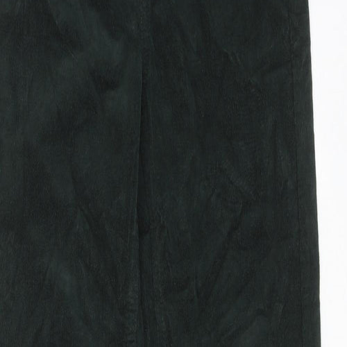 Marks and Spencer Womens Green Cotton Trousers Size 6 L31 in Regular Zip