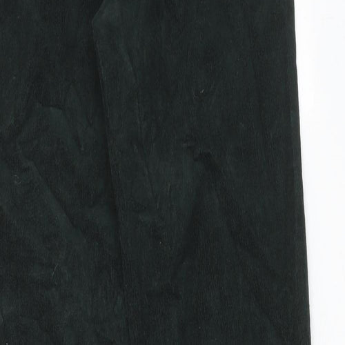 Marks and Spencer Womens Green Cotton Trousers Size 6 L31 in Regular Zip