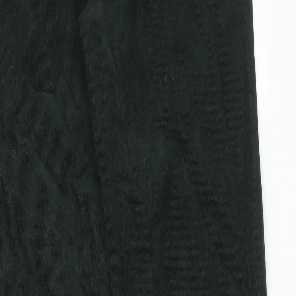 Marks and Spencer Womens Green Cotton Trousers Size 6 L31 in Regular Zip
