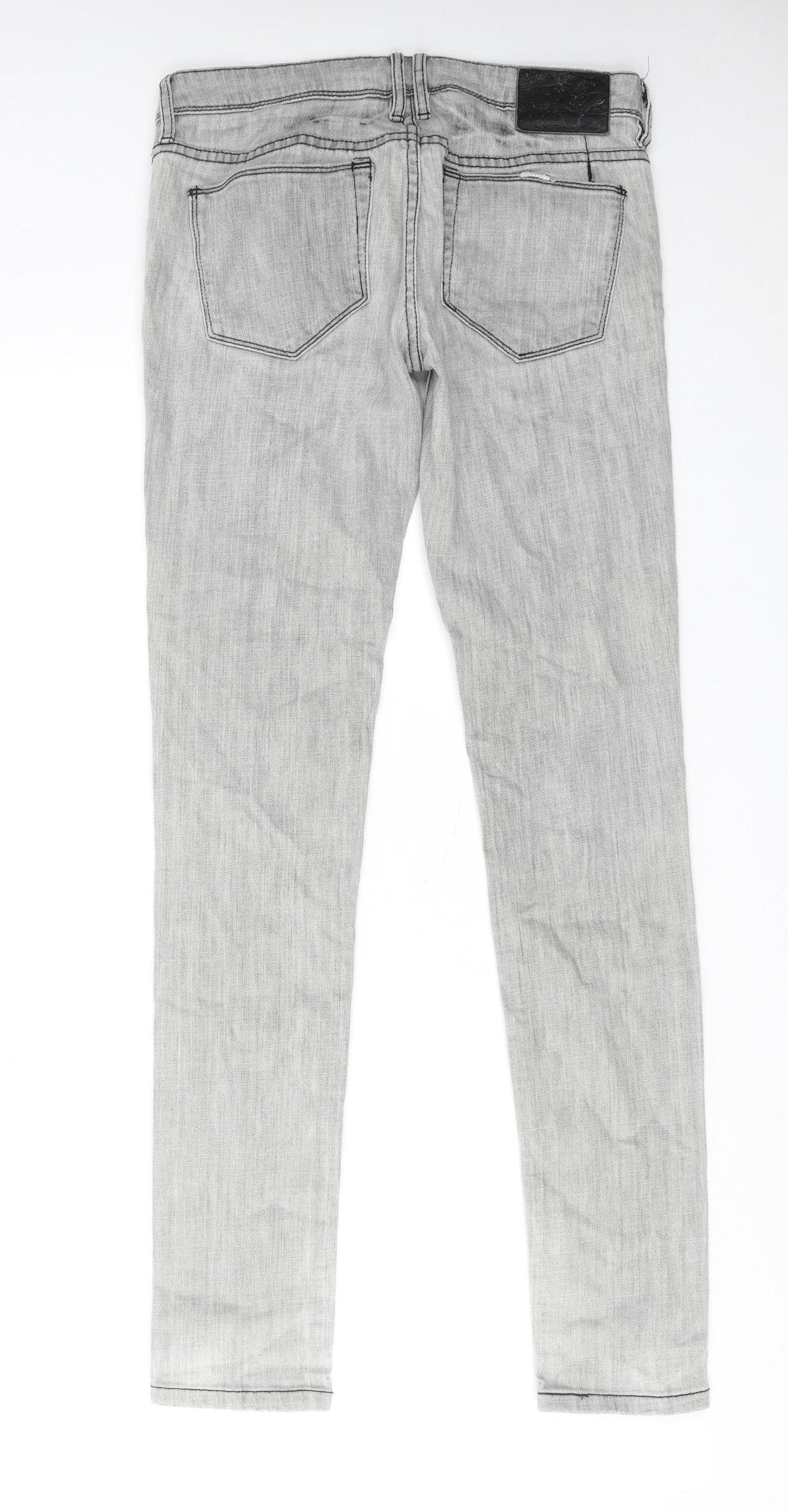 Quiksilver Mens Grey Cotton Skinny Jeans Size 28 in L30 in Regular Zip
