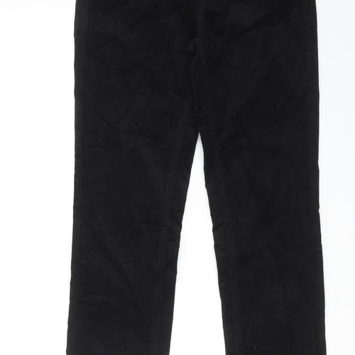 Marks and Spencer Womens Black Cotton Trousers Size 6 L30 in Regular Zip
