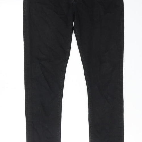 River Island Mens Black Cotton Skinny Jeans Size 32 in L32 in Regular Zip