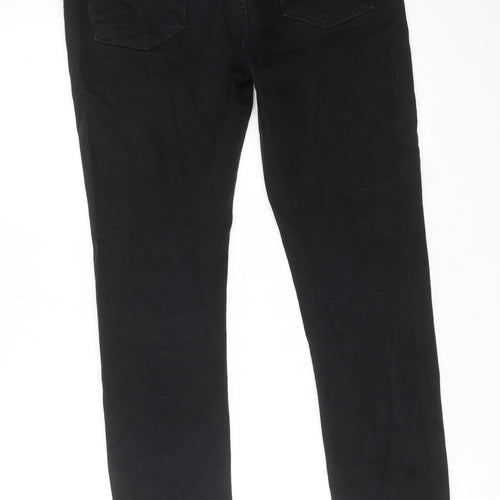 River Island Mens Black Cotton Skinny Jeans Size 32 in L32 in Regular Zip
