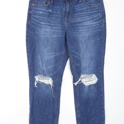 Old Navy Womens Blue Cotton Straight Jeans Size 34 in L25 in Regular Zip