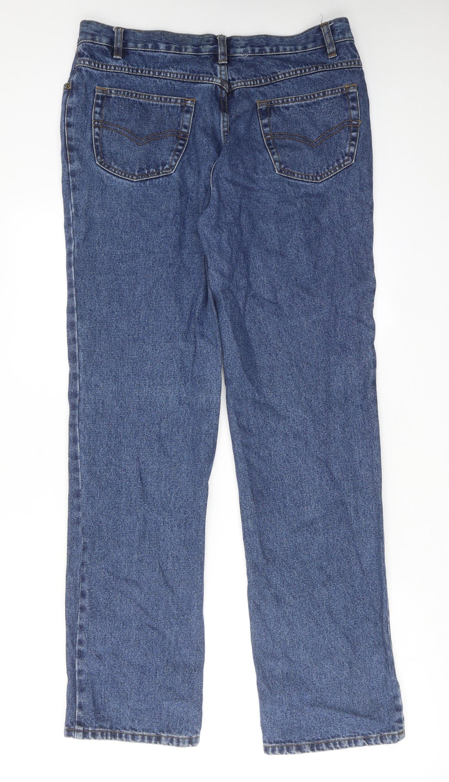 Brooker Womens Blue Cotton Straight Jeans Size 14 L32 in Regular Zip