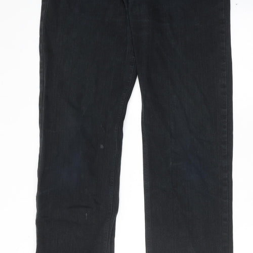 Farah Mens Black Cotton Straight Jeans Size 34 in L34 in Regular Zip