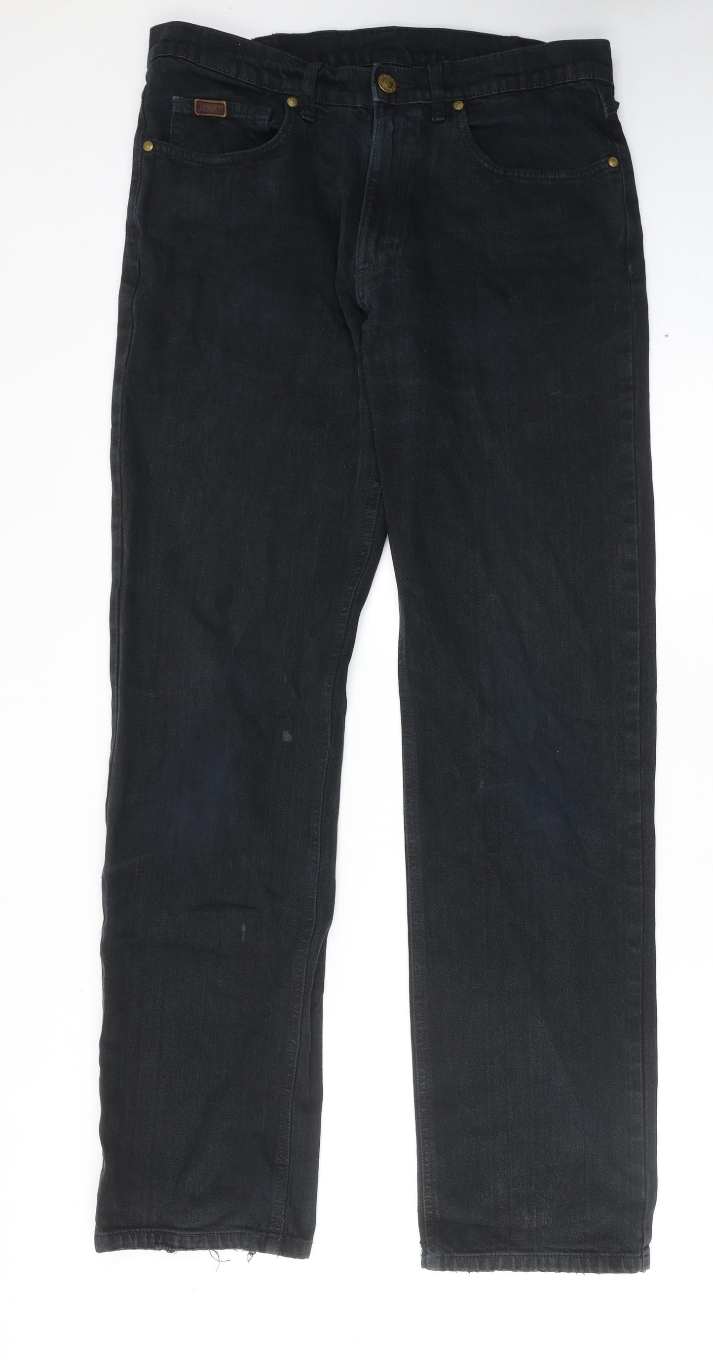 Farah Mens Black Cotton Straight Jeans Size 34 in L34 in Regular Zip
