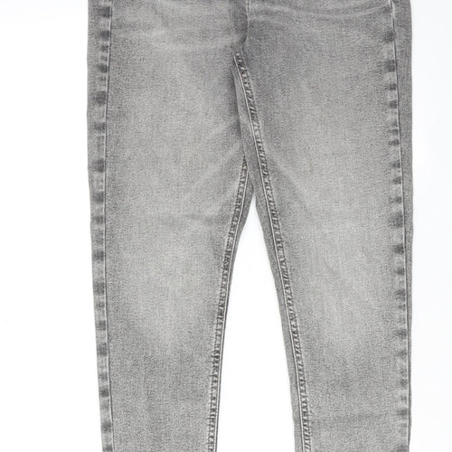 Topshop Womens Grey Cotton Skinny Jeans Size 32 in L30 in Regular Zip - Frayed Hem