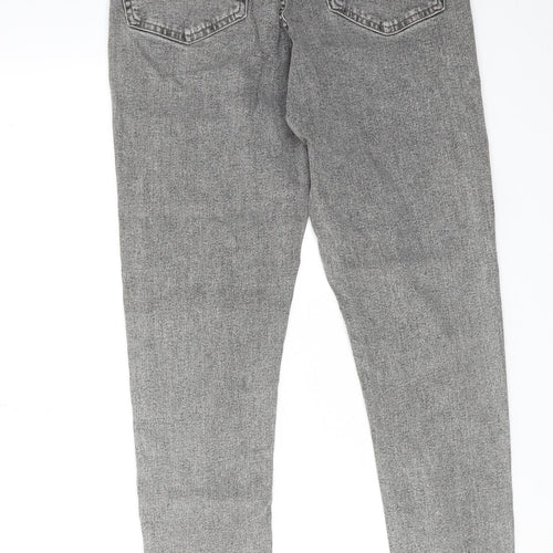 Topshop Womens Grey Cotton Skinny Jeans Size 32 in L30 in Regular Zip - Frayed Hem
