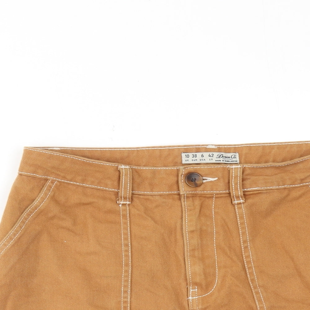 Denim & Co. Womens Brown Cotton Mini Skirt Size 12 Zip