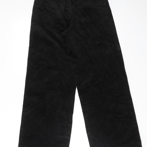 Marks and Spencer Womens Black Cotton Trousers Size 6 L27 in Regular Zip