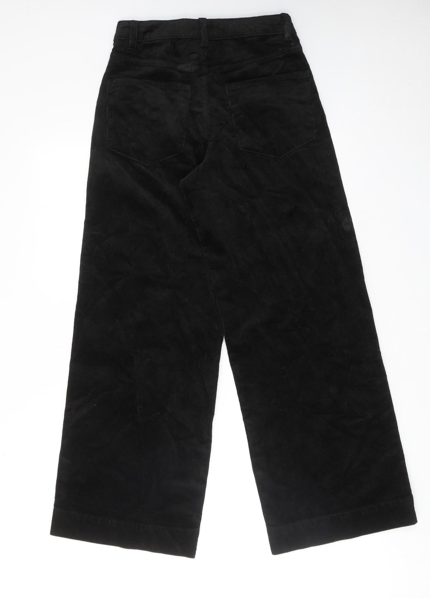 Marks and Spencer Womens Black Cotton Trousers Size 6 L27 in Regular Zip