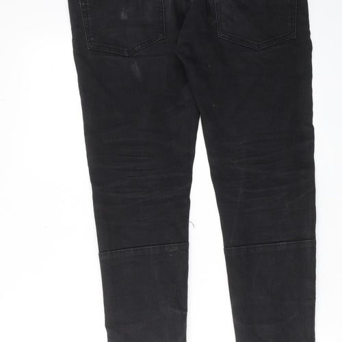 MnMl Mens Black Cotton Skinny Jeans Size 34 in L32 in Regular Button - Ankle Zip