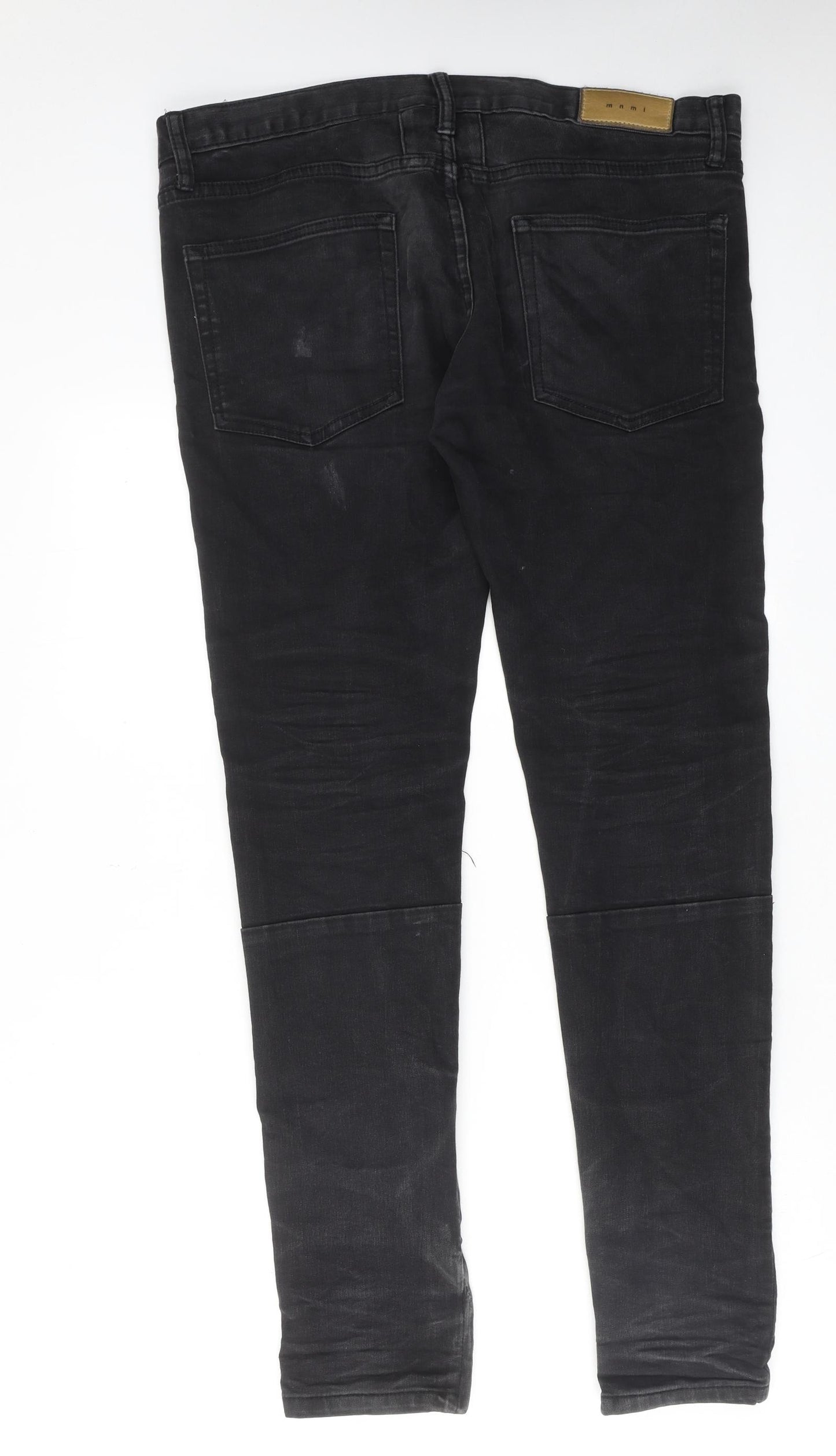 MnMl Mens Black Cotton Skinny Jeans Size 34 in L32 in Regular Button - Ankle Zip
