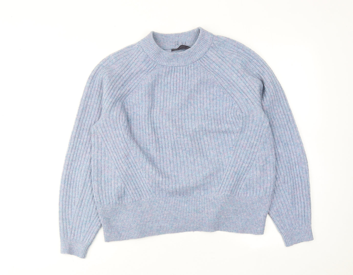 Marks and Spencer Womens Blue Round Neck Acrylic Pullover Jumper Size M