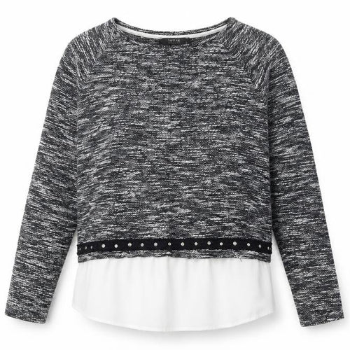 Cotton Brothers Womens Black Round Neck Geometric Cotton Pullover Jumper Size L
