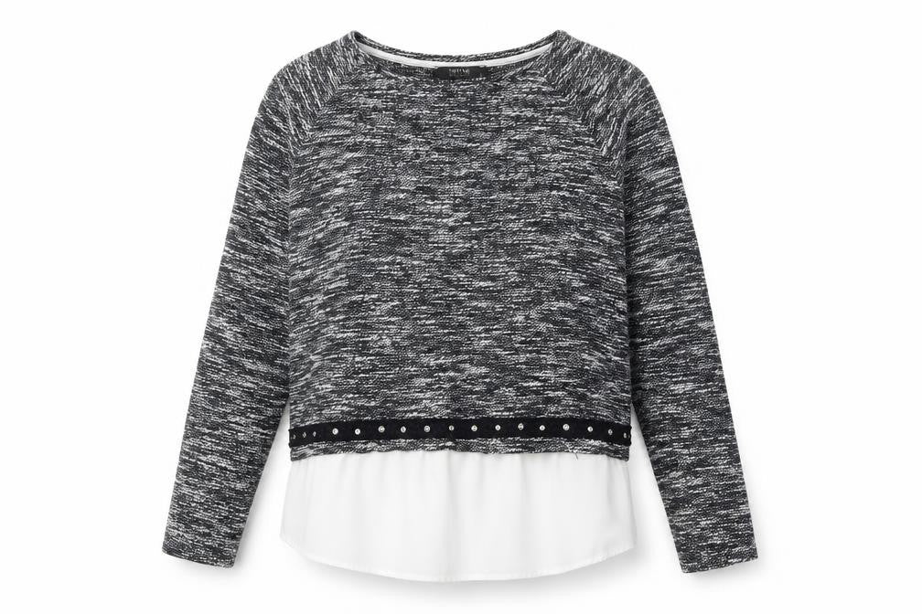 Cotton Brothers Womens Black Round Neck Geometric Cotton Pullover Jumper Size L