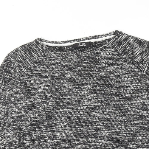 Cotton Brothers Womens Black Round Neck Geometric Cotton Pullover Jumper Size L