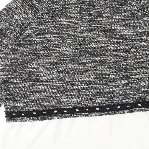 Cotton Brothers Womens Black Round Neck Geometric Cotton Pullover Jumper Size L