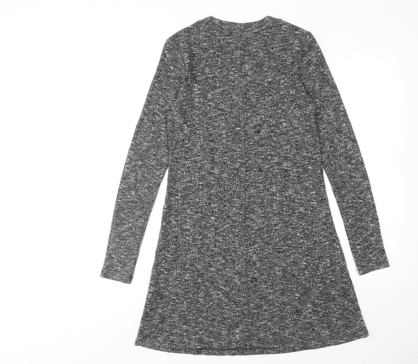 Topshop Womens Grey Polyester Jumper Dress Size 10 Round Neck Pullover