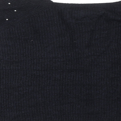 Marks and Spencer Womens Blue V-Neck Acrylic Cardigan Jumper Size XL