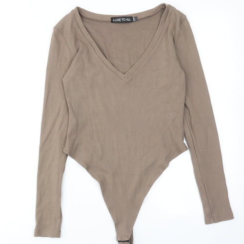 Luxe to kill Womens Brown Viscose Bodysuit One-Piece Size L Snap