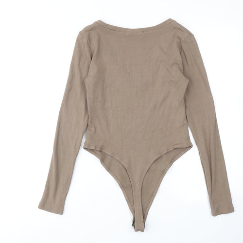 Luxe to kill Womens Brown Viscose Bodysuit One-Piece Size L Snap
