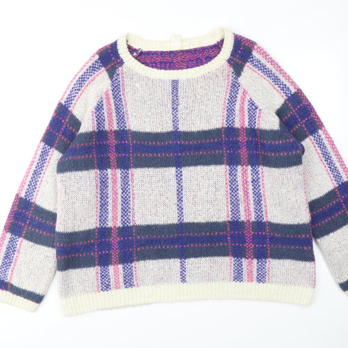 H&M Womens Purple Round Neck Geometric Acrylic Pullover Jumper Size XL
