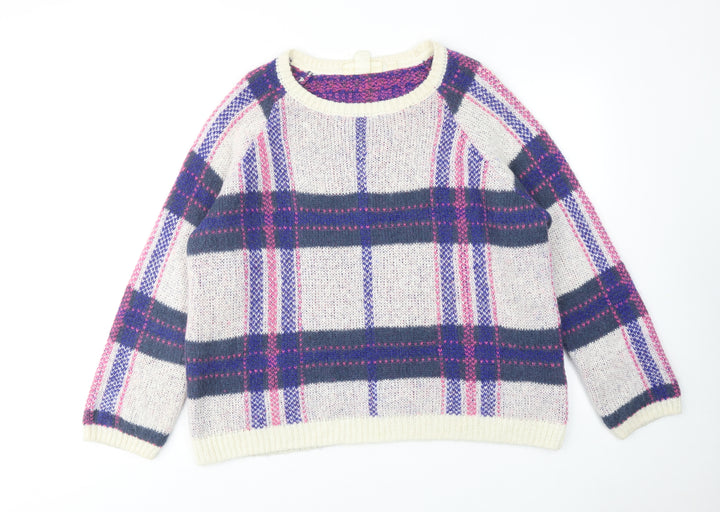 H&M Womens Purple Round Neck Geometric Acrylic Pullover Jumper Size XL