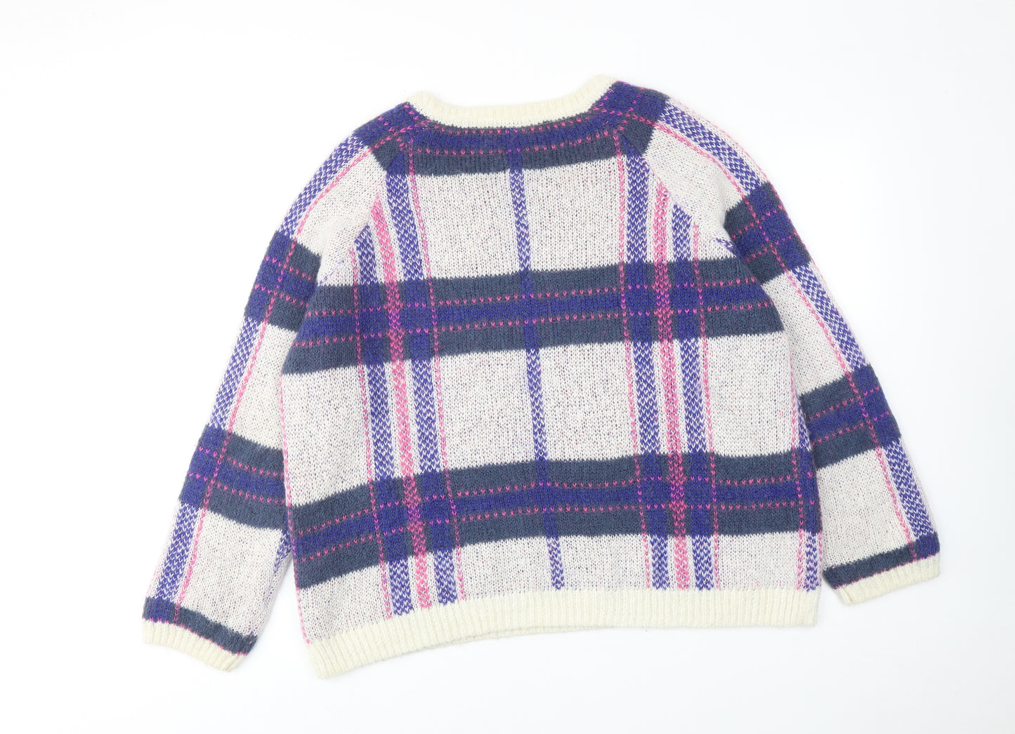 H&M Womens Purple Round Neck Geometric Acrylic Pullover Jumper Size XL