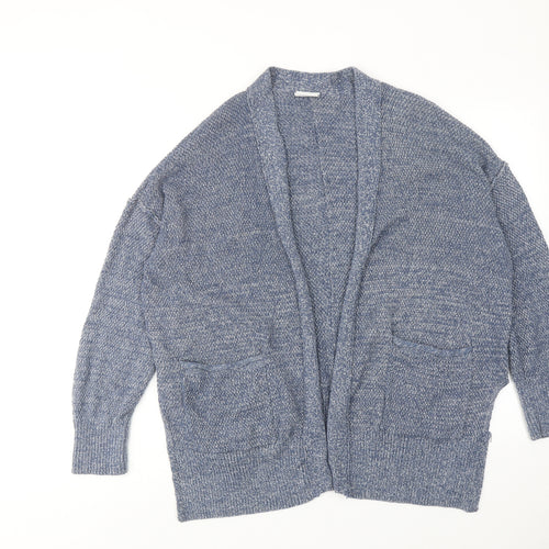 VILA Womens Blue V-Neck Geometric Cotton Cardigan Jumper Size S