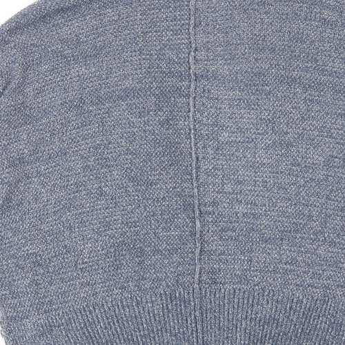 VILA Womens Blue V-Neck Geometric Cotton Cardigan Jumper Size S