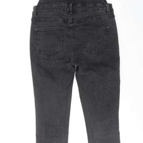A&G Womens Black Cotton Dungaree One-Piece Size XS L30 in Button