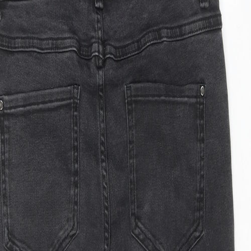 A&G Womens Black Cotton Dungaree One-Piece Size XS L30 in Button