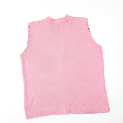 Impressions Womens Pink V-Neck Acrylic Vest Jumper Size M