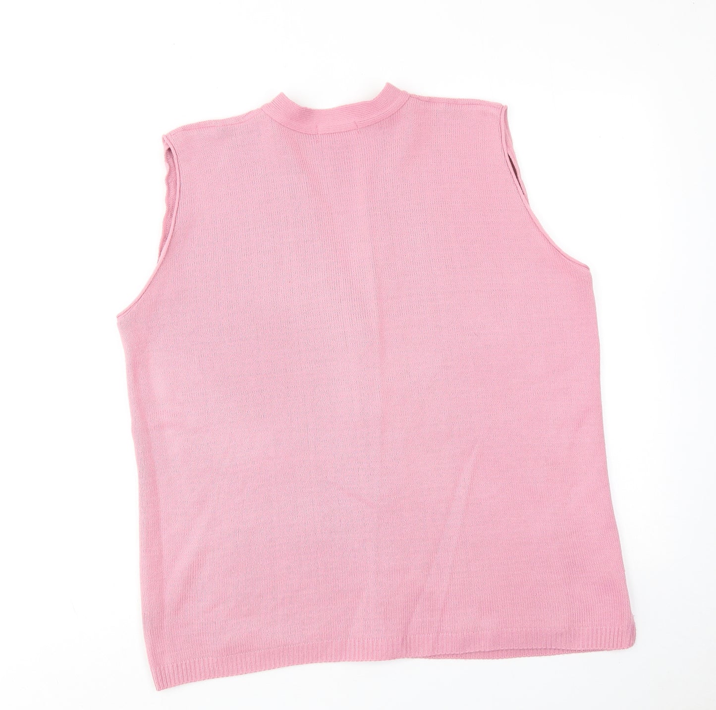 Impressions Womens Pink V-Neck Acrylic Vest Jumper Size M