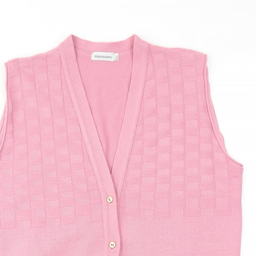 Impressions Womens Pink V-Neck Acrylic Vest Jumper Size M